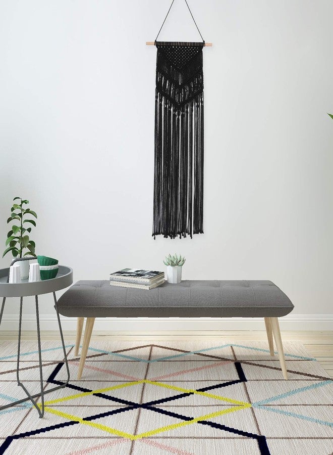 RLoncomix Macrame Woven Wall Hanging Tapestry Bohemian Wall Art Boho Chic Geometric Home Decor Wall Pediment, Black, 16x30 Inches - Image 5